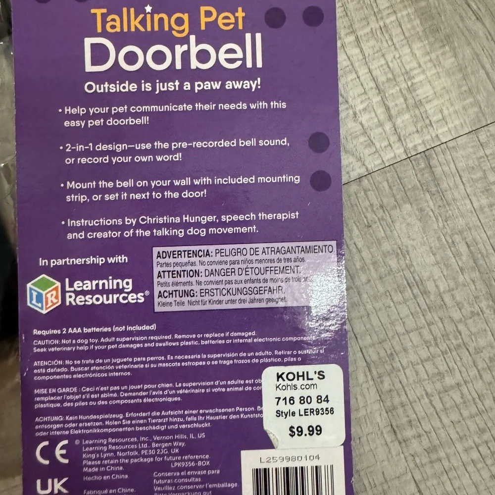 Talking Pet Button Mat and door bell NEW